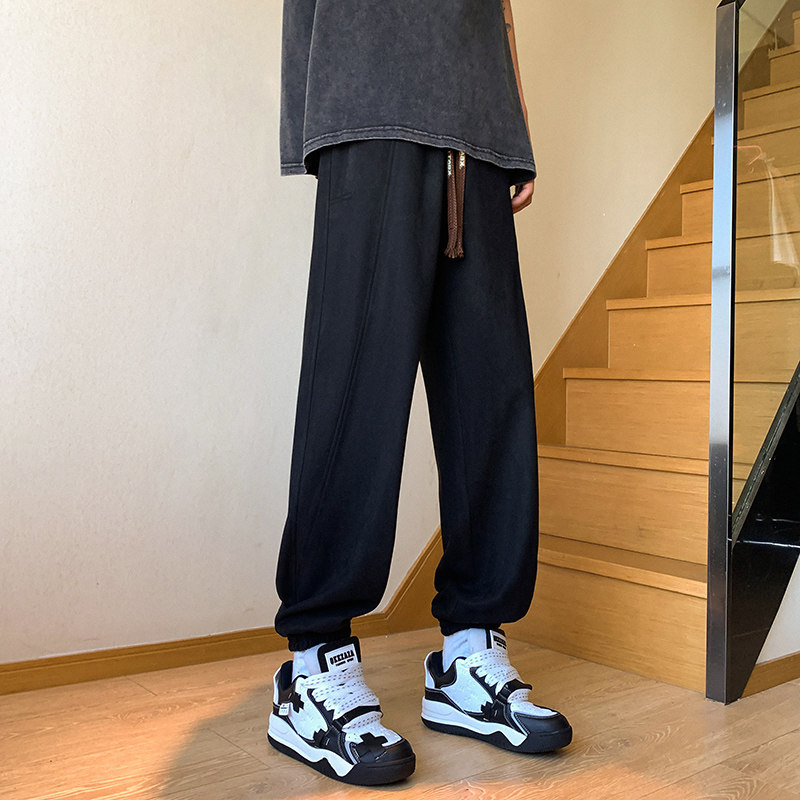 港风A宽松重磅麂皮绒束脚裤痞帅男81065-P68,男装休闲裤,电商A005A