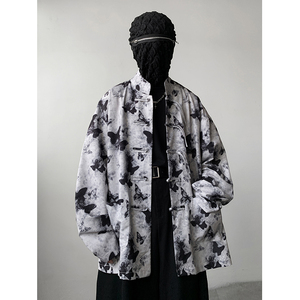 新中式I盘扣长袖衬衫男改良汉服唐装蝴蝶印花外套CS28-P68控88
