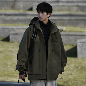 港风H工装大口袋冲锋衣防风登山服连帽外套A005A-JN8915-P108图片