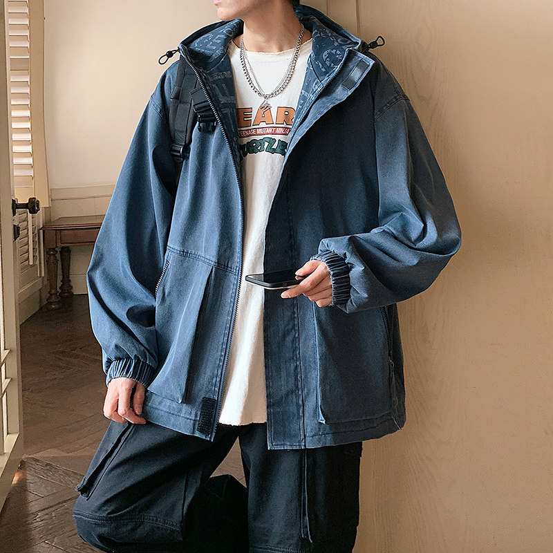 港风A连帽牛仔工装大口袋拉链设计夹克外套JN81032-P108,男装夹克,电商A005A