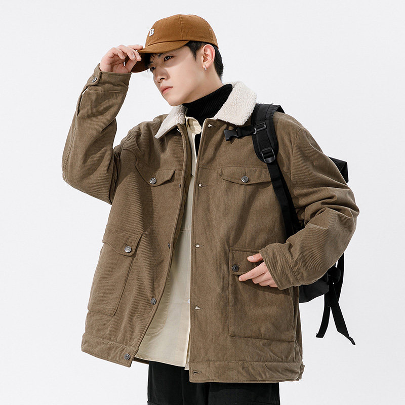 日系白墙B羊羔毛工装棉衣灯芯绒棉服男A005A-JN8868P110控138图片