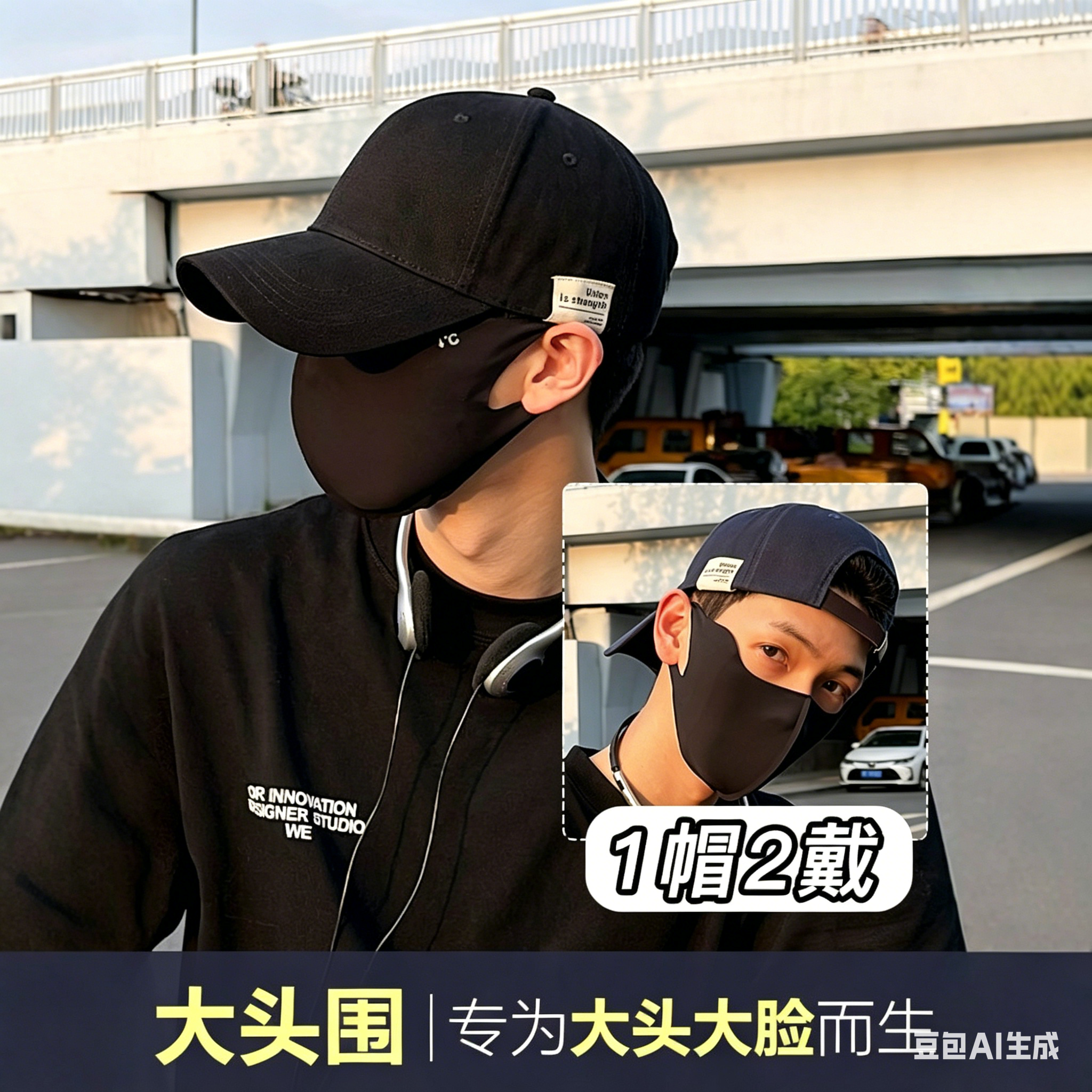 CBA加大头围棒球帽男显脸小遮阳帽加深韩版半硬顶宽帽檐鸭舌帽女