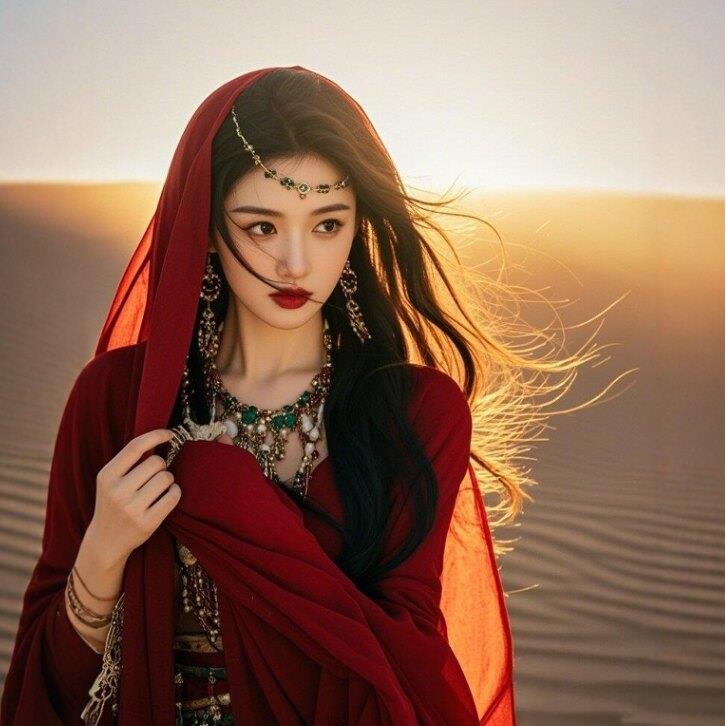 夏季青海西北沙漠旅游穿搭棉麻红色纱巾女丝巾防晒披肩包头巾围巾