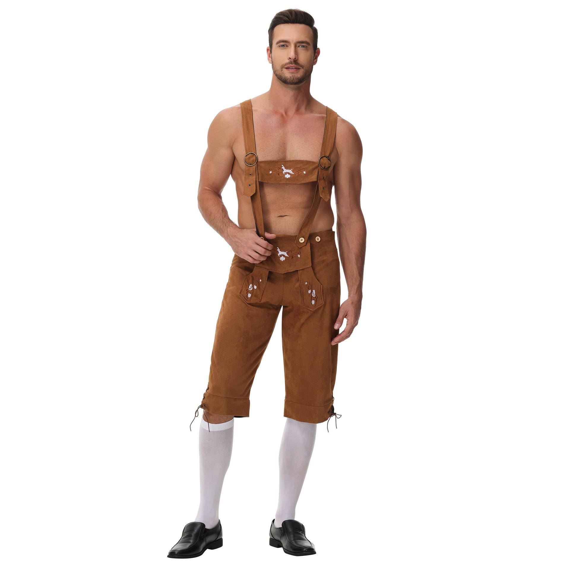 外贸德国慕尼男士啤酒节背带裤成人吊带裤万圣节酒吧派对舞台表演