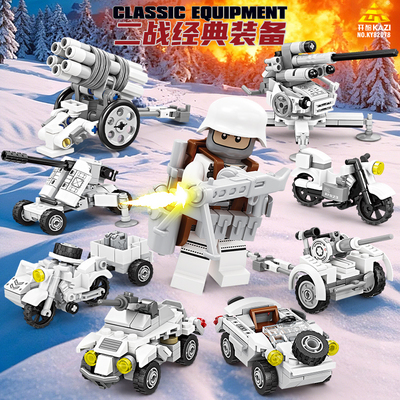 冬季二战积木雪地废墟碉堡6-12岁