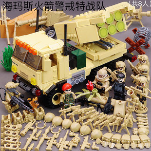 积木现代军事基地重装特警人仔士兵特种兵指挥部警察拼装玩具模型