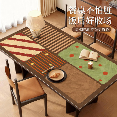 中古风硅胶皮革免洗可擦防水桌垫