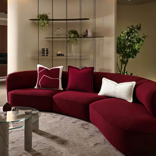 GULAN古兰红色抱枕喜庆圣诞春节沙发客厅高级感羽丝绒靠枕