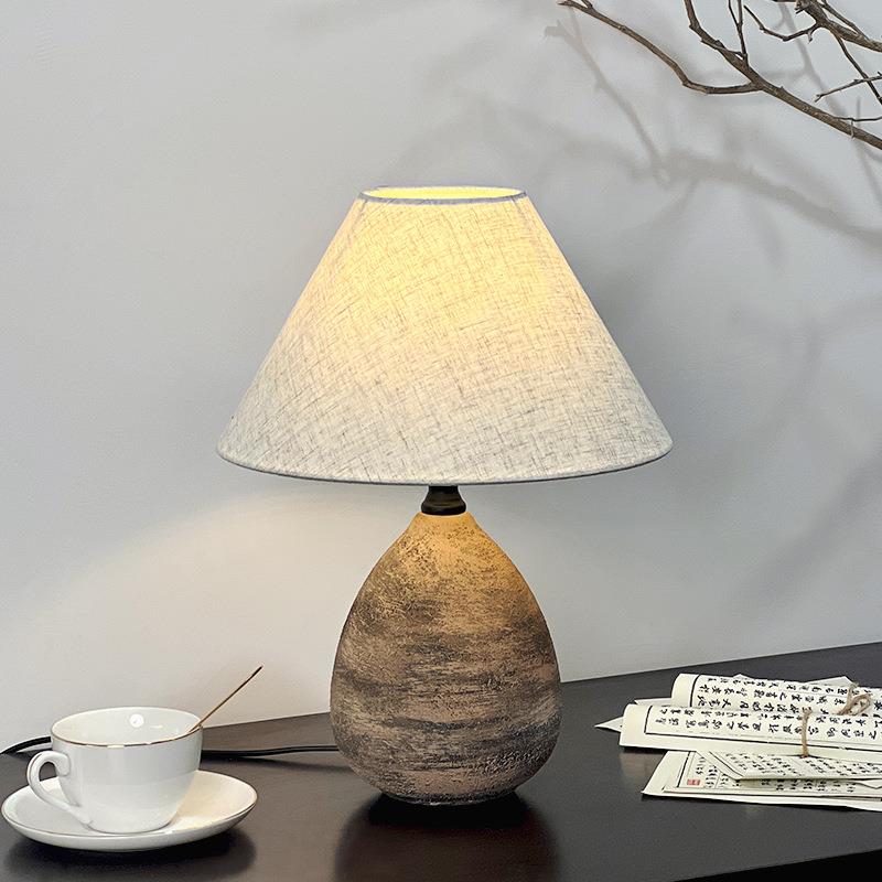 侘寂风手工陶罐台灯日式民宿设计师客厅卧室床头装饰台灯外贸跨境