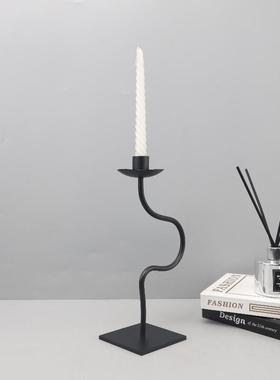 现代简约几何金属烛台摆件餐厅客厅卧室酒店样板房软装家居装饰品