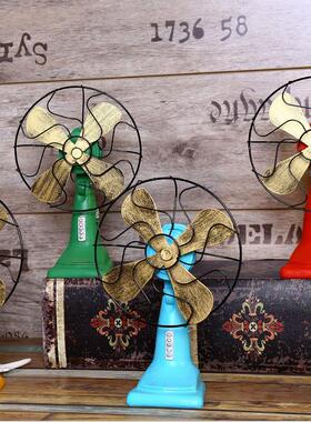 美式乡村复古摆件怀旧创意做旧风扇家居陈列装饰品摆件 13640