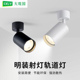 明装轨道射灯无主灯客厅照明筒灯北欧衣帽间走廊过道多头射灯明装