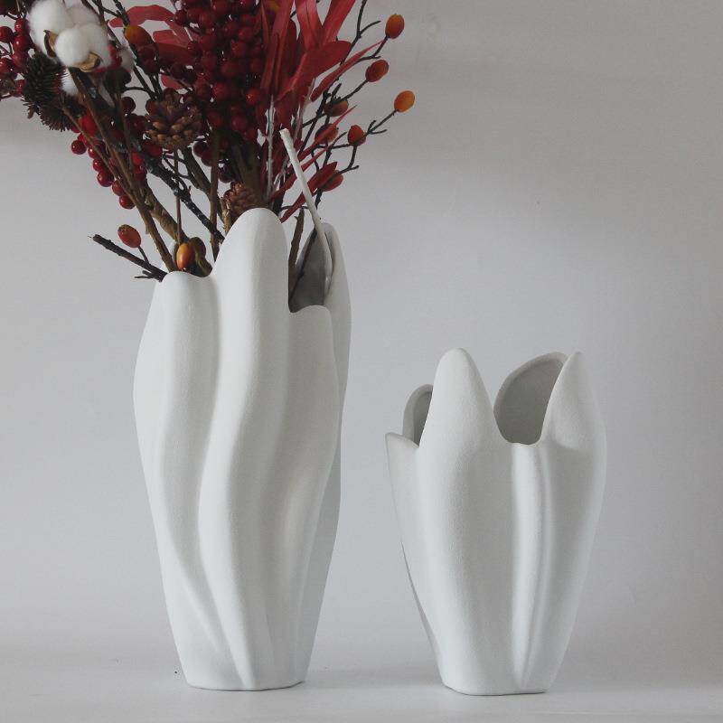 陶瓷器花瓶新中式餐桌工艺品客厅插花瓶电视柜干花素烧摆件