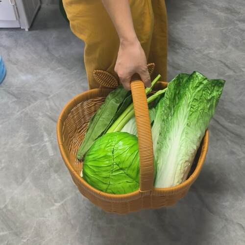 菜篮子收纳篮野餐篮购物篮藤编花篮采摘篮客厅零食篮手提小花篮