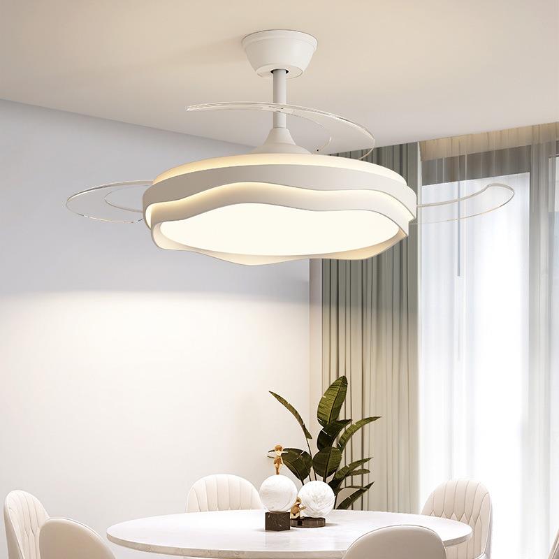 隐形风扇吸顶灯奶油风简约主卧室风扇灯高级感护眼吊扇灯餐厅吊灯