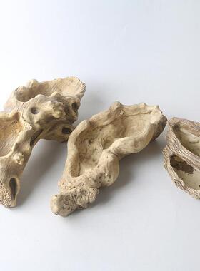大号仿老树根木头多肉花盆原生态树桩树头拼盘多孔枯木树根提篮盆