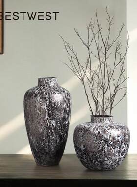 Best west 中式做旧梅花插花玻璃花瓶摆件展厅售楼处软装饰品花器