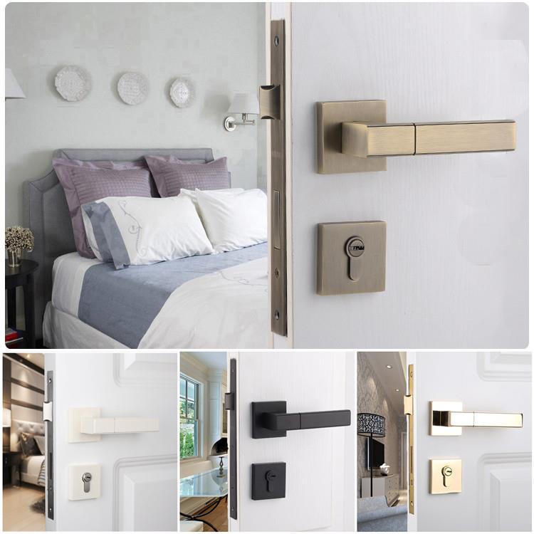 房门锁欧式美式家装木门锁执手锁分体黑色卧室门把手静音锁具通用