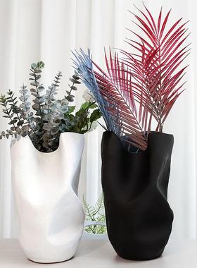 现代简约样板房现代创意几何树脂花瓶仿真干花花器桌面设计师摆件