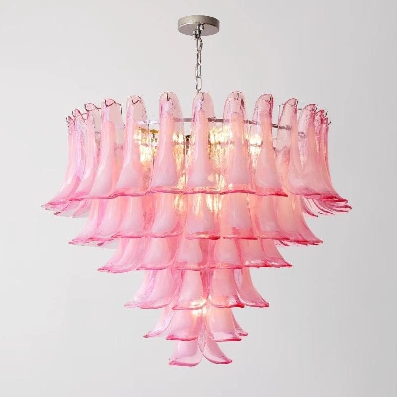 法式复古挑空客厅吊灯中古风粉色外贸玻璃轻奢设计师卧室餐厅吊灯