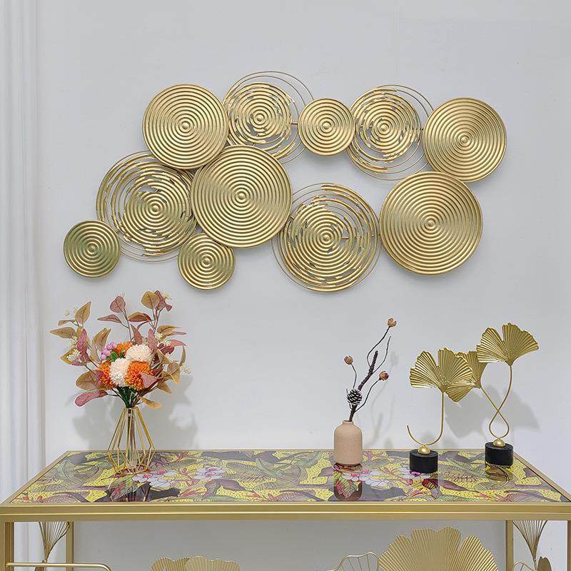 新款轻奢金属壁饰客厅背景墙面挂饰酒店玄关创意铁艺镂空立体墙饰