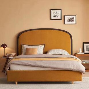 复古奶油风双人床轻奢现代简约主卧小户型储物丝绒布艺床 轻法式