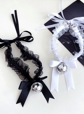 日系网纱女仆吊坠铃铛choker锁骨项链