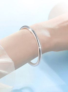 古法传承手镯女手工光面实心闭口简约ins冷淡风