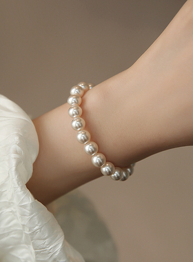 手链女正圆高级感弹力绳细小米粒叠戴手饰手串手链