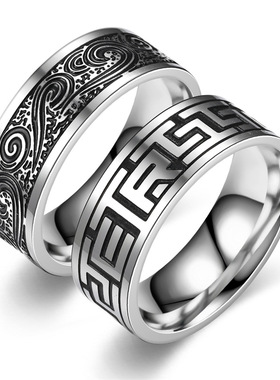 欧美钛钢男士戒指复古风手饰品帅气时尚潮男指环