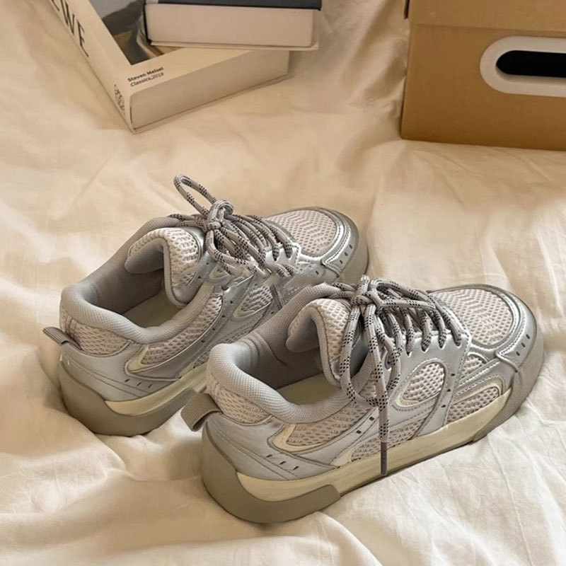 小众设计感德训鞋百搭运动休闲鞋女2025年春季新款网面透气小白鞋