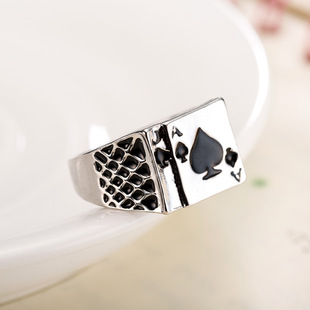 朋克wish爆款 滴油潮人指环男款 饰品 黑桃a戒指 欧美个性