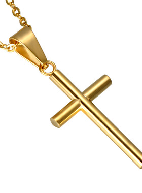 不锈钢光面十字架吊坠跨境货源钛钢吊坠项链不掉色义乌饰品