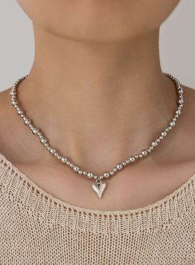 欧美跨境饰品几何手工串珠圆珠颈链女百搭Necklace热销爱心项链