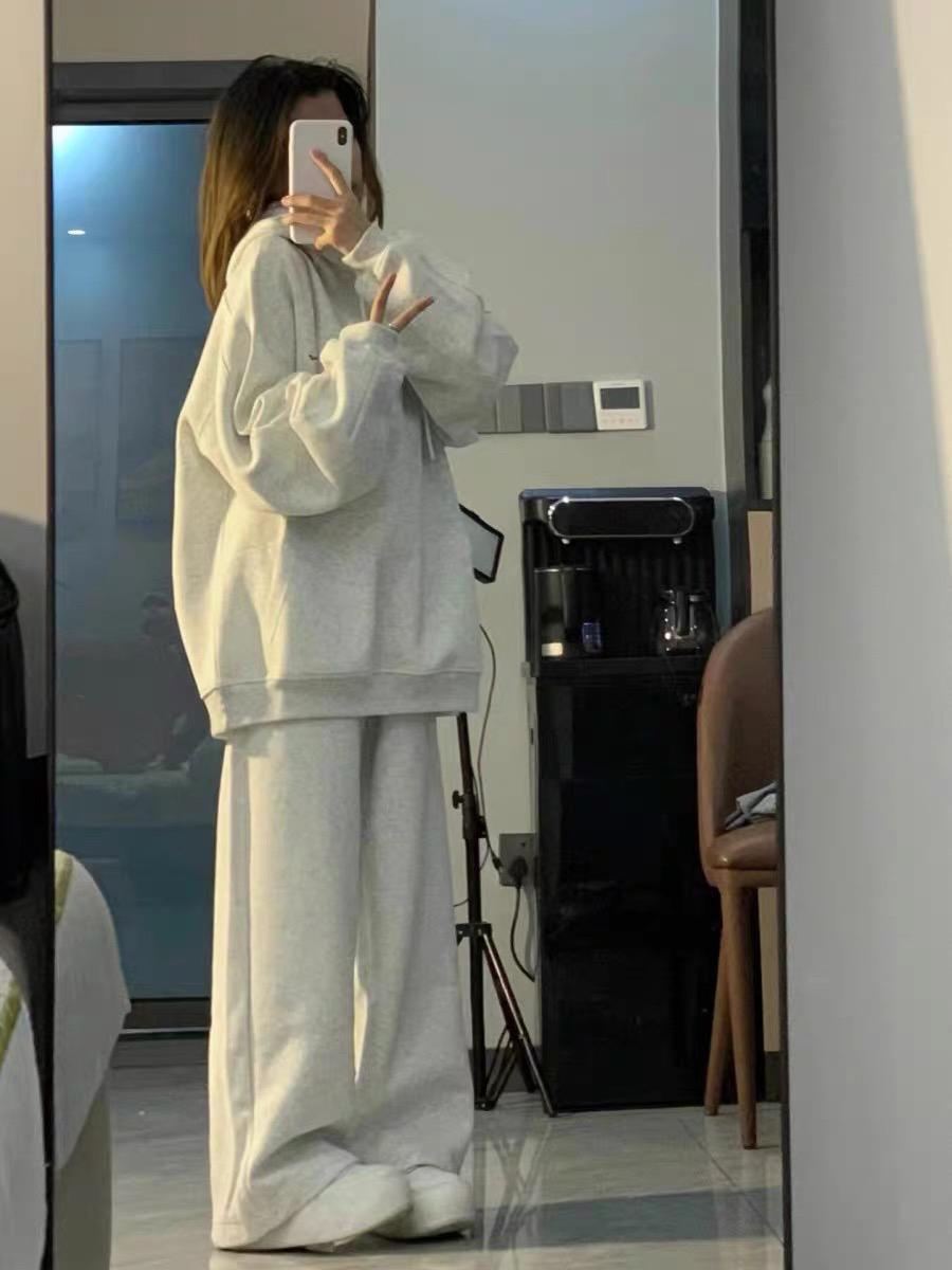 慵懒风运动服套装女秋季学生宽松时尚小个子卫衣休闲两件套跑步潮