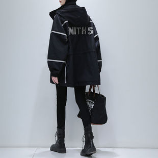 宽松收腰显瘦连帽中长款 欧货爆款 冲锋衣潮 新款 风衣外套女2026春季