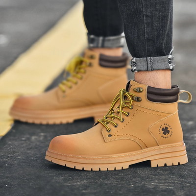Lucky Brand冬季真皮大黄靴时尚百搭复古休闲鞋厚底男鞋潮流靴子