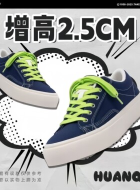 环球厚底帆布鞋男款透气轻便增高