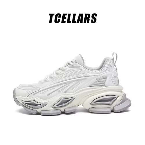 TCELLARS男鞋2026春季百搭时尚潮流厚底老爹鞋网面鞋增高百搭潮鞋