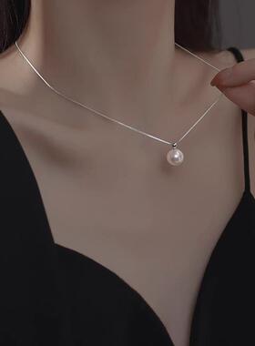 S999纯银珍珠项链女轻奢小众配饰高级感夏季锁骨链生日礼物送女友