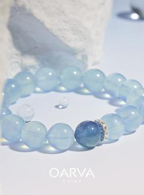 OARVA海蓝宝手链女款S925银魔鬼蓝少女感蓝色水晶手串送闺蜜礼物