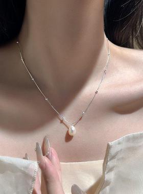 淡水珍珠项链女生轻奢小众999纯银毛衣链吊坠王妃款生日礼物送友