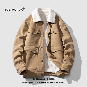 FOG MURUA情侣羊羔绒潮牌棉衣男2022秋冬季新款港风简约工装外套