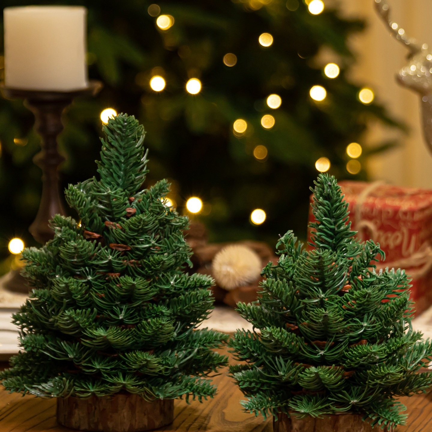 新品北欧风迷你仿真诺贝松餐桌圣诞树家用小型桌面装饰品树摆件