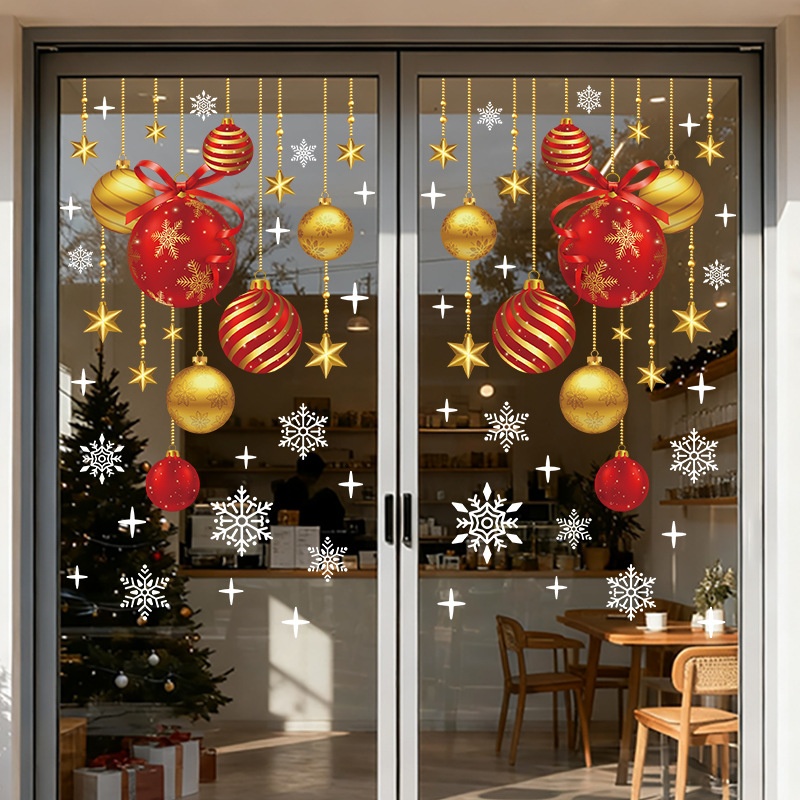 圣诞节可爱雪人静电贴装饰橱窗玻璃门圣诞老人雪人布置窗贴画