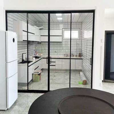 钛极简极窄边三联动镁铝合金隔断推拉门四联动吊轨隐藏式口袋移门