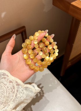 超强眼天然金锂云母手串金灿灿大闪片单圈气质轻奢高级感百搭手饰