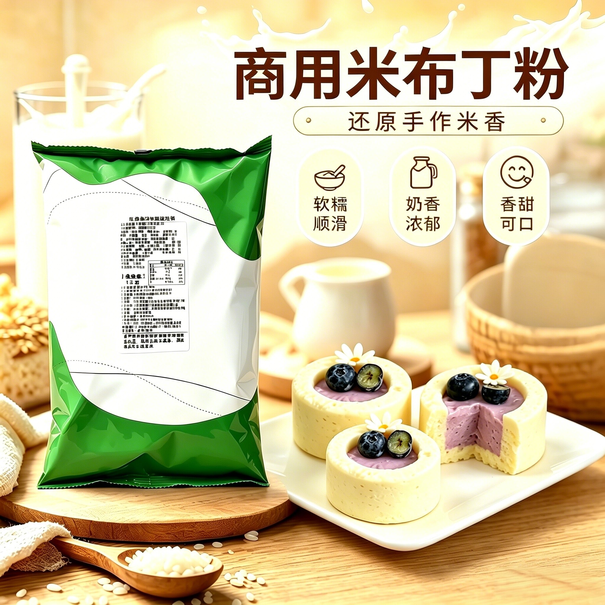 经典米布丁粉自制甜点米布丁泡芙原料操作简单成功率高奶香十足