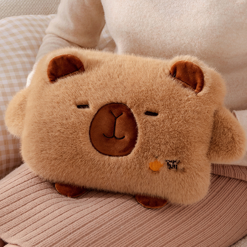 毛绒卡通卡皮巴拉热水袋充电款防爆暖宝宝玩具暖水袋2025新暖手宝