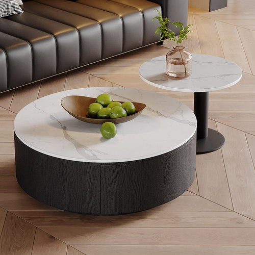 双岩板茶几组合大小圆简约现代